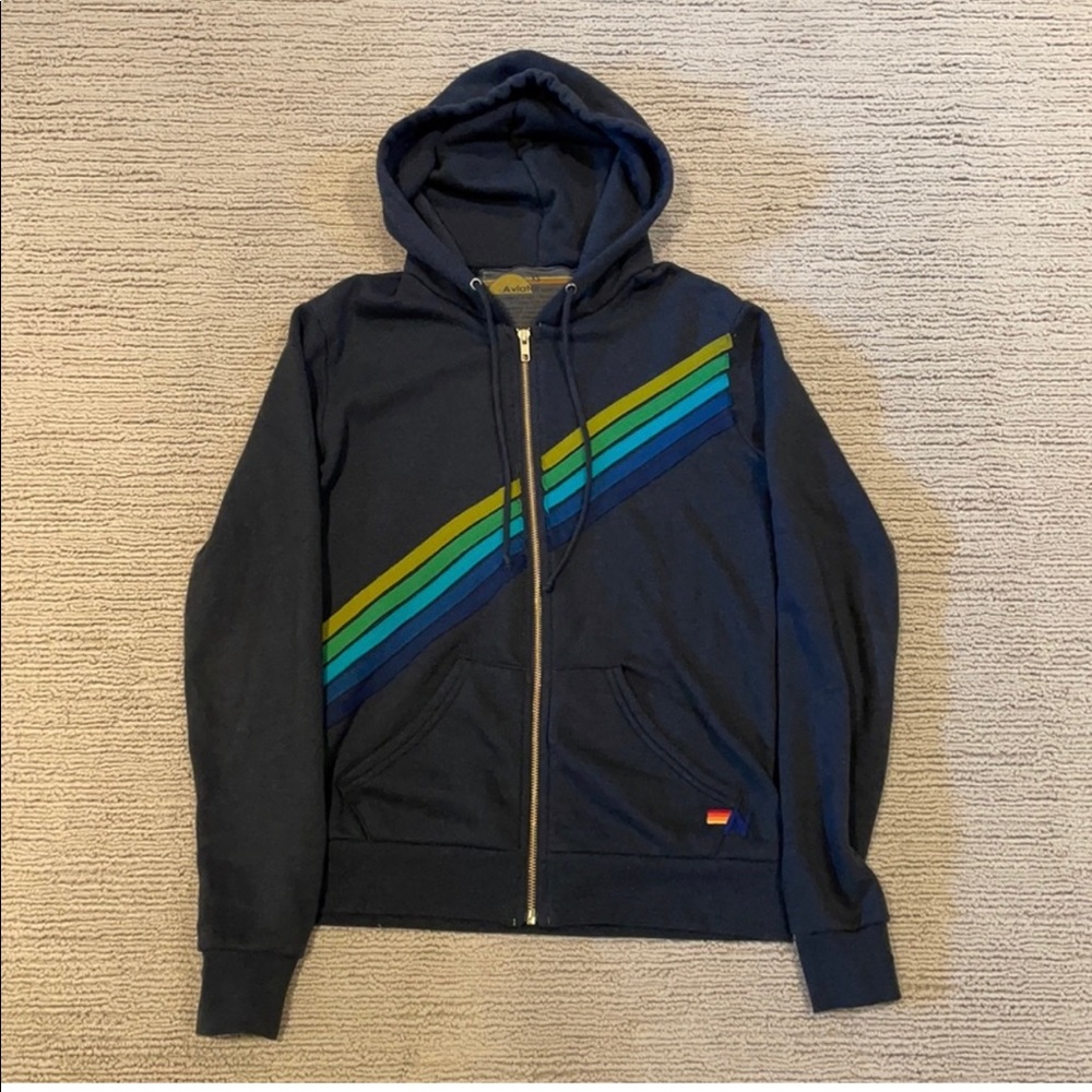 Aviator Nation Unisex dark charcoal zip up Hoodie